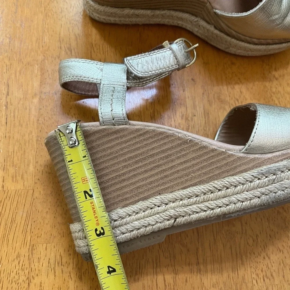 Sperry Sz 7 Gold Leather Espadrille Ankle Strap Open Toe Ankle Strap Shoes